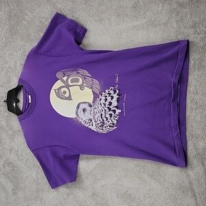 Vintage Fruit Of The Loom Tee Shirt Women's Large Owl Graphic Whitehorse Art